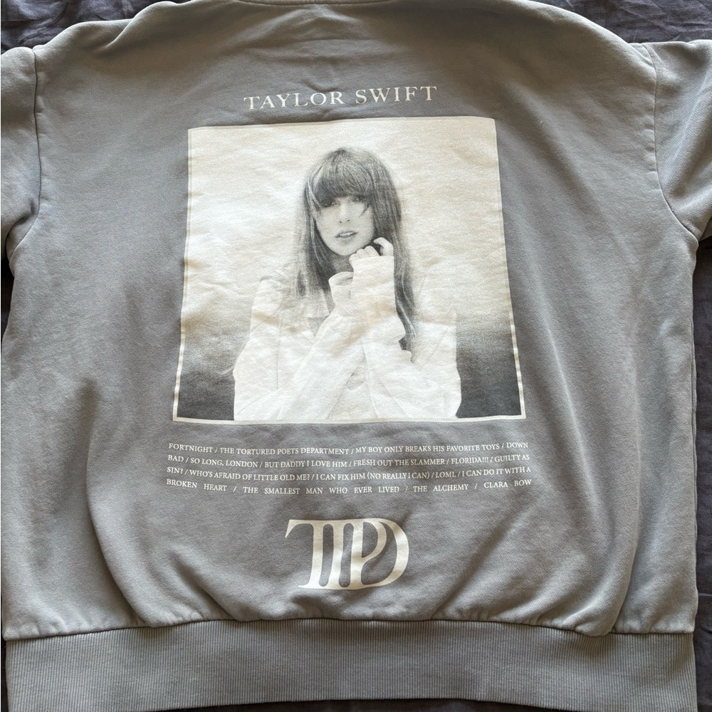 Gray Taylor Swift Graphic hoodie. TTPD
